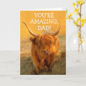 Funny Steer voor pap Birthday Kaart (Gele Bloem)