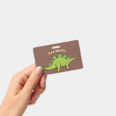 Funny stegosaurus dinosaur cartoon badge (Handheld)