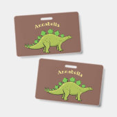 Funny stegosaurus dinosaur cartoon badge (Voor- en achterkant)