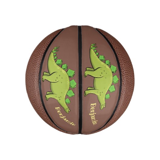 Funny stegosaurus dinosaur cartoon basketbal (Verticaal)