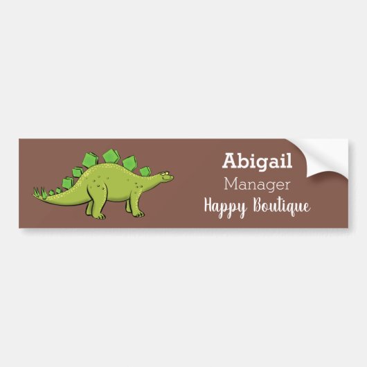 Funny stegosaurus dinosaur cartoon bumpersticker (Voorkant)