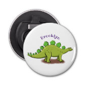Funny stegosaurus dinosaur cartoon button flesopener (Voorkant)