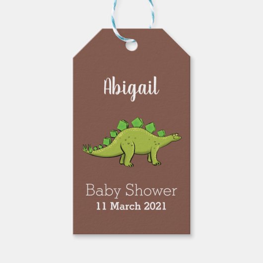 Funny stegosaurus dinosaur cartoon cadeaulabel (Voorkant)