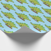 Funny stegosaurus dinosaur cartoon cadeaupapier (Hoek)