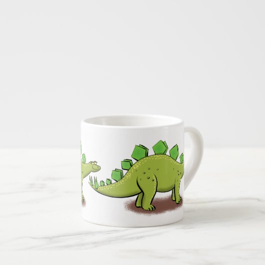 Funny stegosaurus dinosaur cartoon espresso kop (Voorkant rechts)