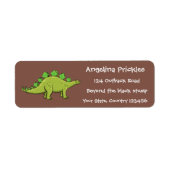 Funny stegosaurus dinosaur cartoon etiket (Voorkant)