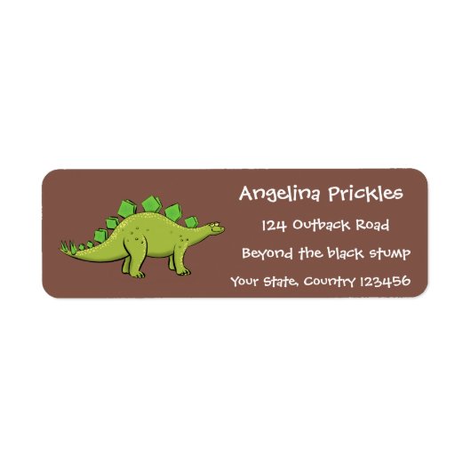 Funny stegosaurus dinosaur cartoon etiket (Voorkant)