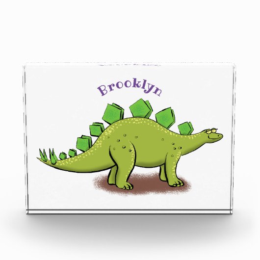 Funny stegosaurus dinosaur cartoon fotoblokken (Voorkant)