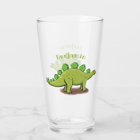 Funny stegosaurus dinosaur cartoon glas (Achterkant)