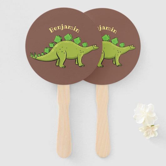 Funny stegosaurus dinosaur cartoon handwaaier (Voorkant en achterkant)