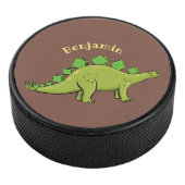 Funny stegosaurus dinosaur cartoon hockey puck (3/4)