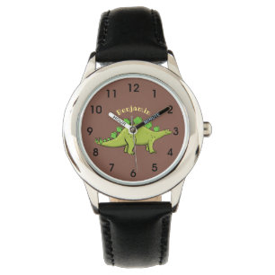 Funny stegosaurus dinosaur cartoon horloge
