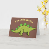 Funny stegosaurus dinosaur cartoon kaart (Gele Bloem)