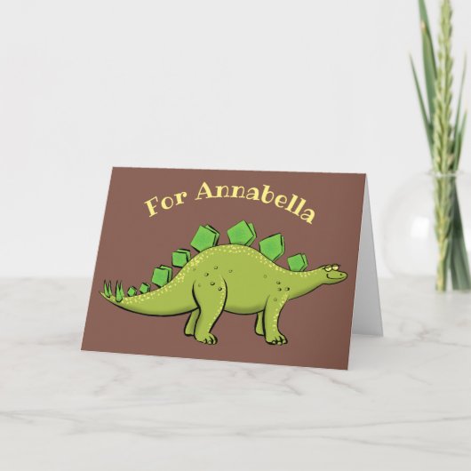 Funny stegosaurus dinosaur cartoon kaart (Voorkant)