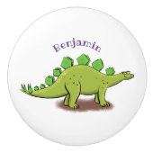 Funny stegosaurus dinosaur cartoon keramische knop (Voorkant)