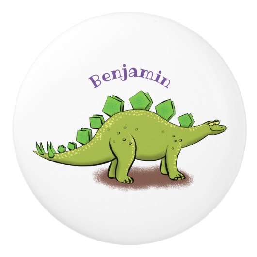 Funny stegosaurus dinosaur cartoon keramische knop (Voorkant)