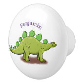 Funny stegosaurus dinosaur cartoon keramische knop (Rechts)