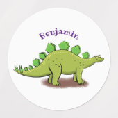 Funny stegosaurus dinosaur cartoon labels (Design 2)