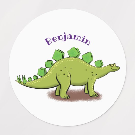Funny stegosaurus dinosaur cartoon labels (Design 1)