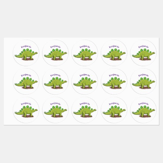 Funny stegosaurus dinosaur cartoon labels (Vel)