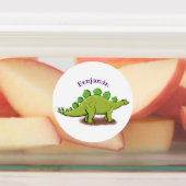 Funny stegosaurus dinosaur cartoon labels (Aangebracht)