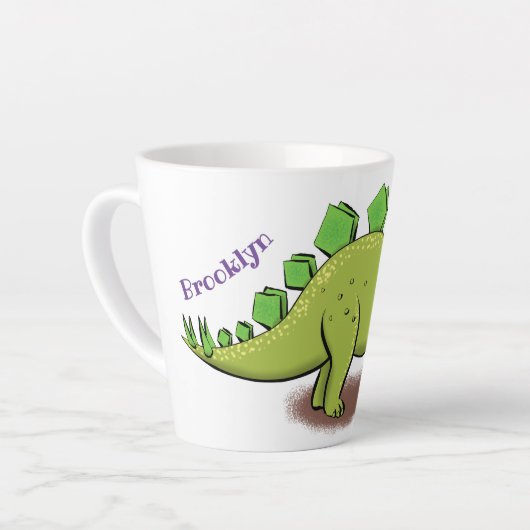 Funny stegosaurus dinosaur cartoon latte mok (Linkerhoek)
