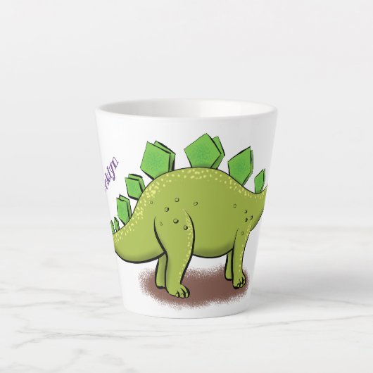 Funny stegosaurus dinosaur cartoon latte mok (Voorkant)