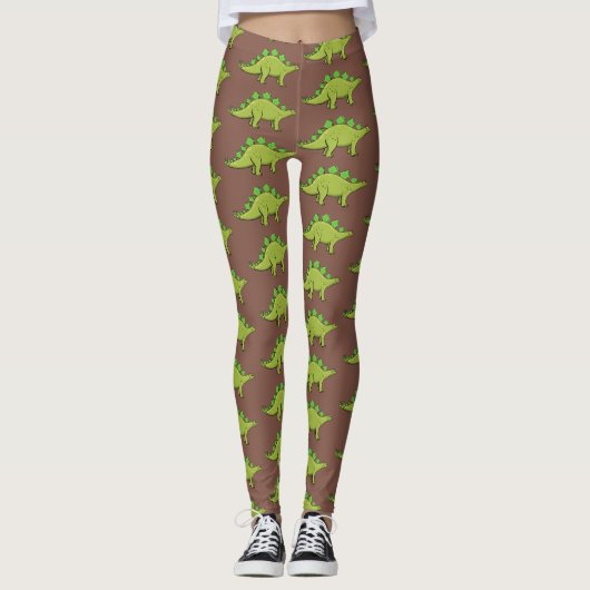Funny stegosaurus dinosaur cartoon leggings (Voorkant)