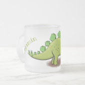 Funny stegosaurus dinosaur cartoon matglas koffiemok (Voorkant links)