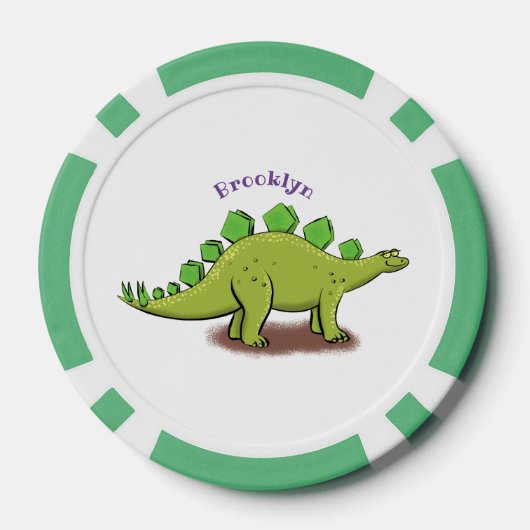Funny stegosaurus dinosaur cartoon poker chips (Achterkant)
