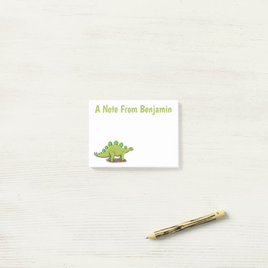Funny stegosaurus dinosaur cartoon post-it® notes (Op bureau)