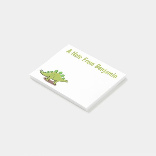 Funny stegosaurus dinosaur cartoon post-it® notes (Schuin)