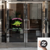 Funny stegosaurus dinosaur cartoon raamsticker (Kantoordeur)