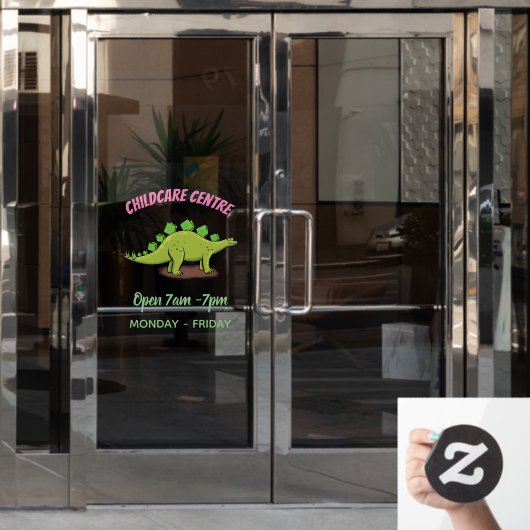 Funny stegosaurus dinosaur cartoon raamsticker (Kantoordeur)