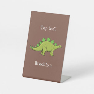 Funny stegosaurus dinosaur cartoon reclamebord met voetstuk