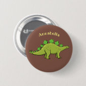 Funny stegosaurus dinosaur cartoon ronde button 5,7 cm (Voorkant /achterkant)