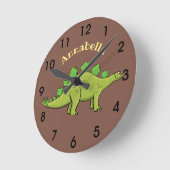 Funny stegosaurus dinosaur cartoon ronde klok (Hoek)