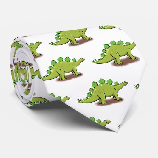 Funny stegosaurus dinosaur cartoon stropdas (Opgerold)