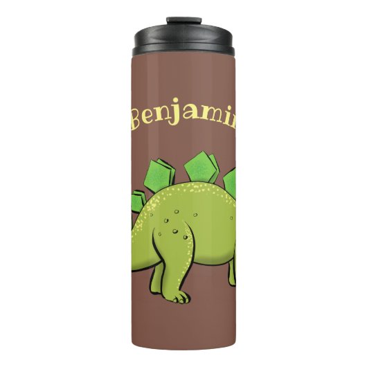 Funny stegosaurus dinosaur cartoon thermosbeker (Voorkant)