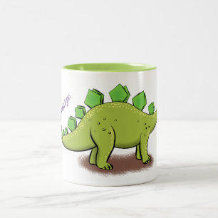 Funny stegosaurus dinosaur cartoon tweekleurige koffiemok
