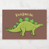 Funny stegosaurus dinosaur cartoon voedselcontainer etiket (Enkel label)