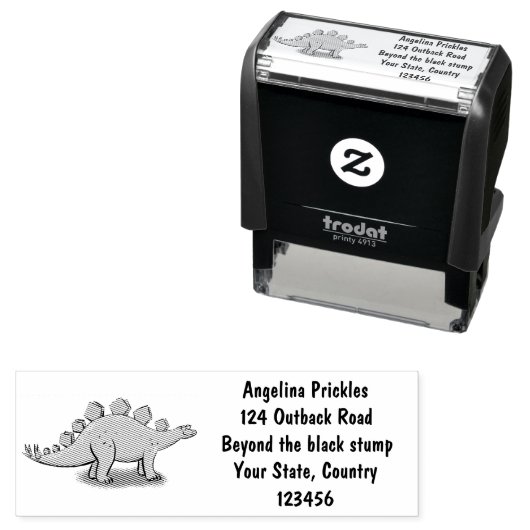 Funny stegosaurus dinosaur cartoon  zelfinktende stempel (In situ)