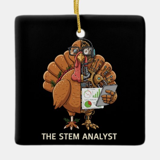  Funny STEM Analyst Robot Turkey Thanksgiving Gift Keramisch Ornament (Voorkant)