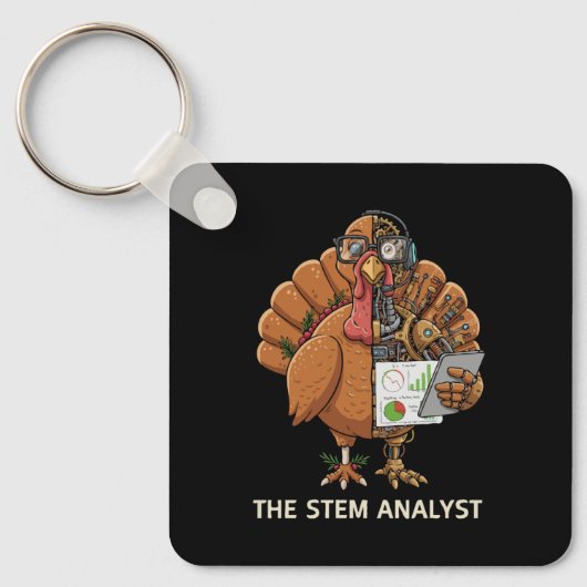 Funny STEM Analyst Robot Turkey Thanksgiving Gift Sleutelhanger (Voorkant)