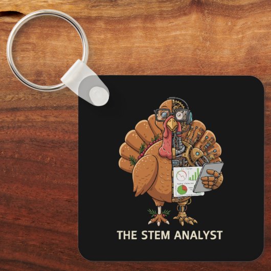 Funny STEM Analyst Robot Turkey Thanksgiving Gift Sleutelhanger (Voorkant)