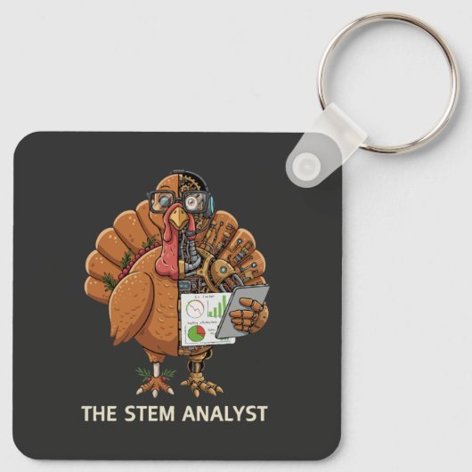 Funny STEM Analyst Robot Turkey Thanksgiving Gift Sleutelhanger (Achterkant)