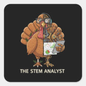  Funny STEM Analyst Robot Turkey Thanksgiving Gift Vierkante Sticker (Voorkant)