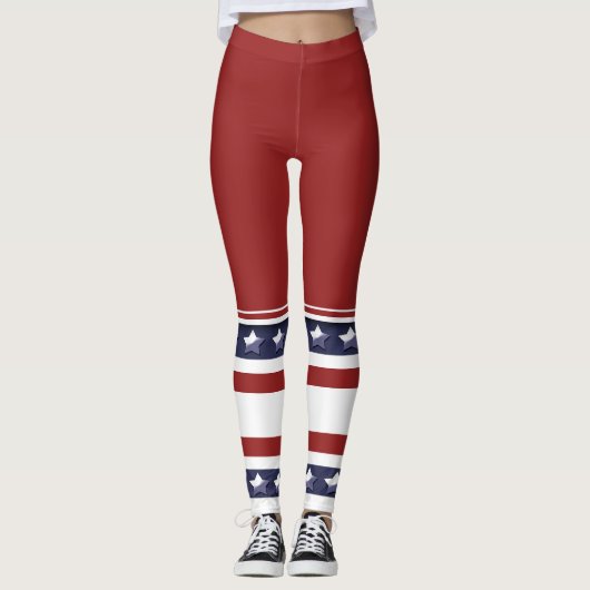 Funny sterren strepen lange sokken vrouwen leggings (Voorkant)