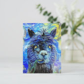 Funny Sterrennacht Alpaca Parody Portrait Briefkaart (Staand voorkant)