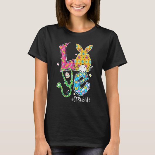 Funny Stethoscope Love Scrub Life Nurse Bunny East T-shirt (Voorkant)